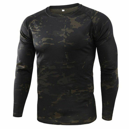 Camouflage T-shirt Outdoor Hiking Camping Military Tactical Long Sleeve Top M-XL