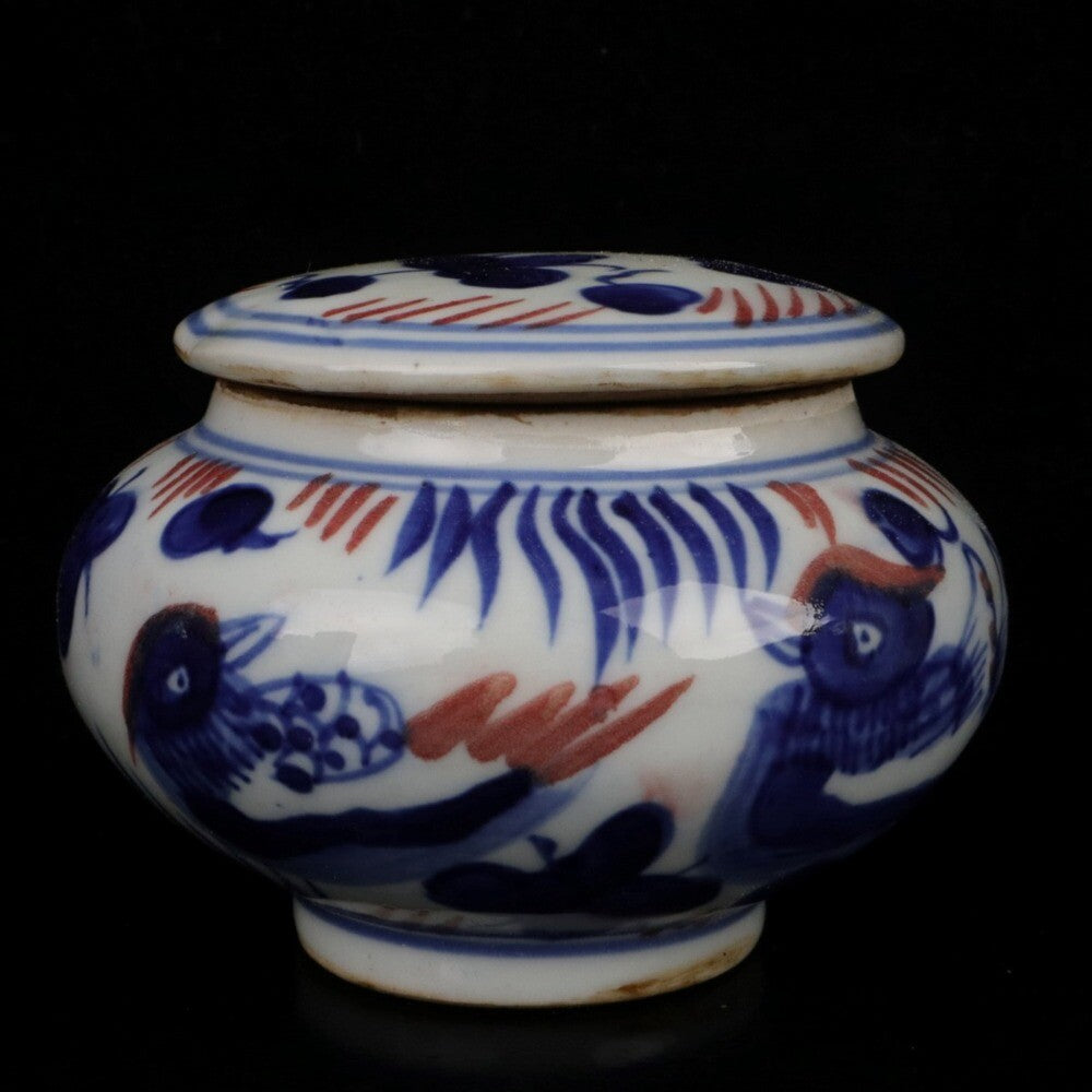 Old Chinese Porcelain Color Painted Mandarin Duck Playing Jar Pots