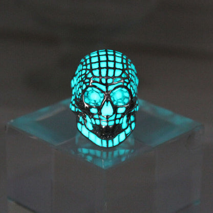 Men Women Glowing Ring Luminous Skull Punk Fashion Trendy Rings Glow In The Dark