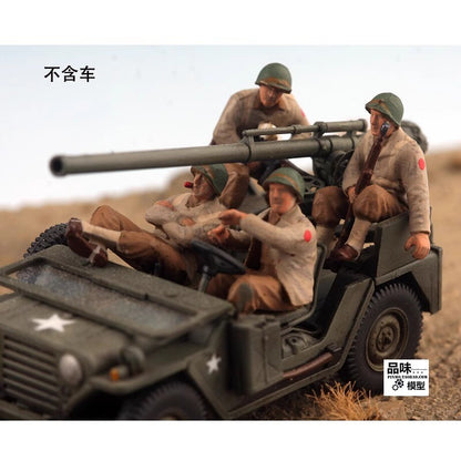 Homemade 1/72 U.S. Army Tank Willys Vehicle Mounted 4-Person Finished Model