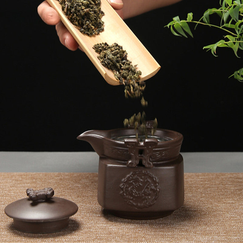 Antique Purple Clay Hand Grab Pot Chinese Yixing Zisha Teapot Household Filter
