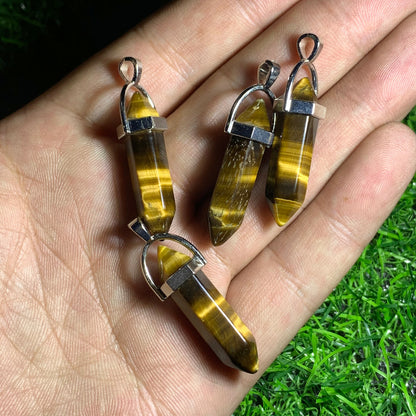 4pc Natural Tiger's eye Quartz Crystal Necklace Pendant healing