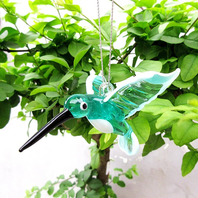 Bird Figurines Murano Glass Miniature Hummingbird Pendants Hanging Decor 5-6.5cm