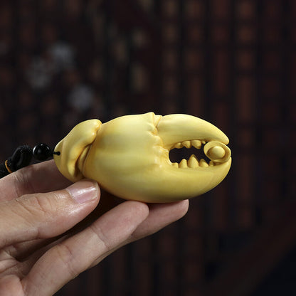 2“ Hand Carved Boxwood Netsuke : Funny Wealthy Crab Claw