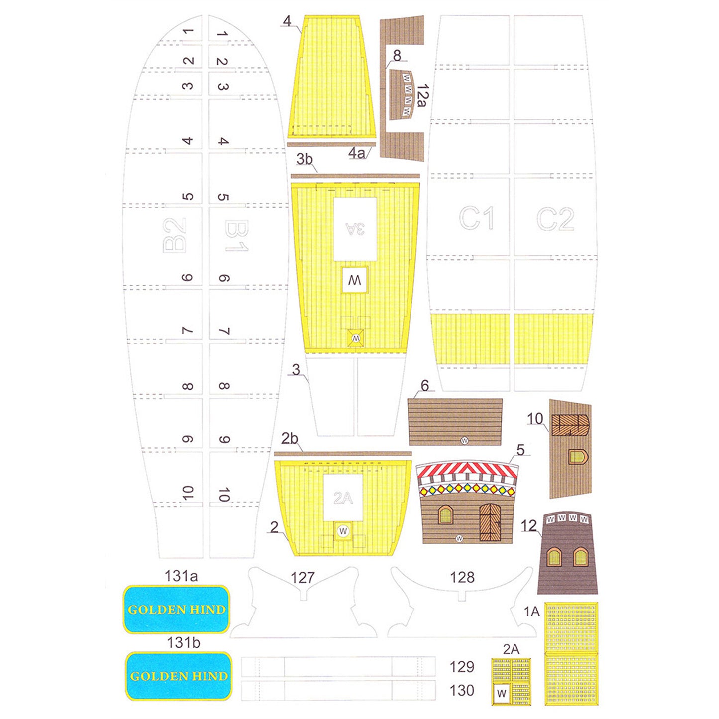 DIY 1:100 Galeon Golden Hind Sail Battleship Paper Model Sailboat Sciene Display