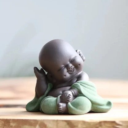 Ceramic Maitreya Buddha Statue Tea Pet Tea Sculpture Figurine Display Ornament