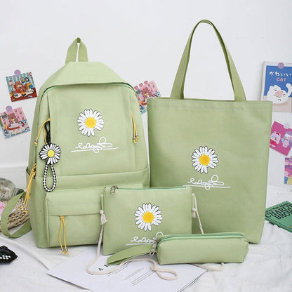 4Pcs/Set Women School Backpacks Schoolbag Teenagers Girls Student Book Bag Boys