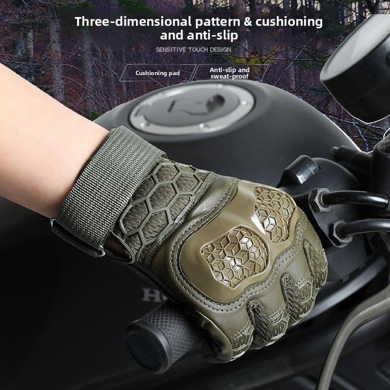 Tactical gloves with wear-resistant and anti slip hard shell for cycling