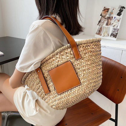 Weave Straw Rattan Crossbody Shoulder Bag Beach Handbag Purse 39*12*21 CM Pouch