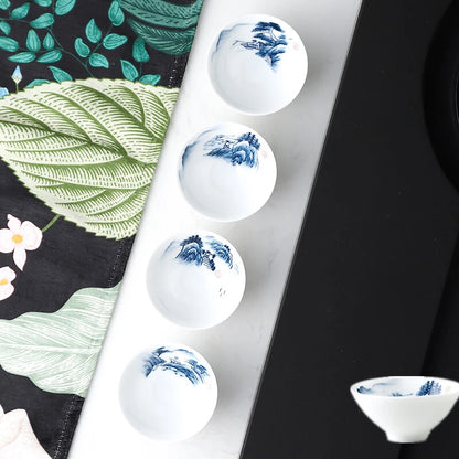 Tea Cup Porcelain Handpainted Jingdezhen Craft Pu'er Cup Chinese Kungfu Tea Cups