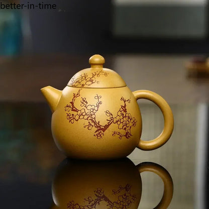 Hand-painted Plum Blossom Dragon Egg Tea Pot Yixing Purple Clay Teapot Chinese