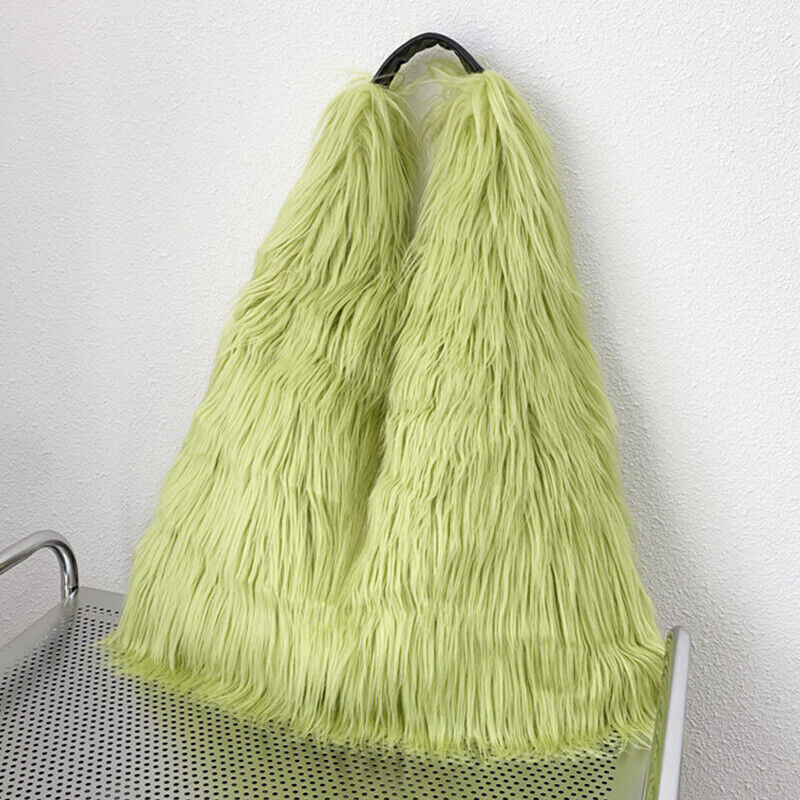 Winter Soft Faux Fur Tote Bags Large Capacity Fluffy Plush Shoulder Handbag Warm