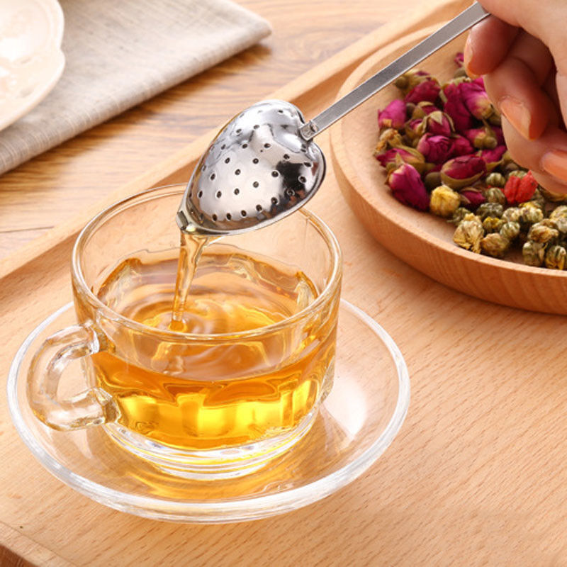 Tea Infuser Stainless Steel Heart Shape Spoon Tea Strainer Herbal Filter Handle