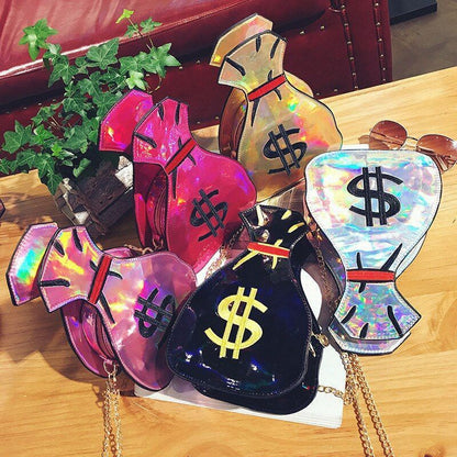 Synthetic Leather Messenger Bag Cartoon Shoulder Purse Fashion Chain Shell Purse