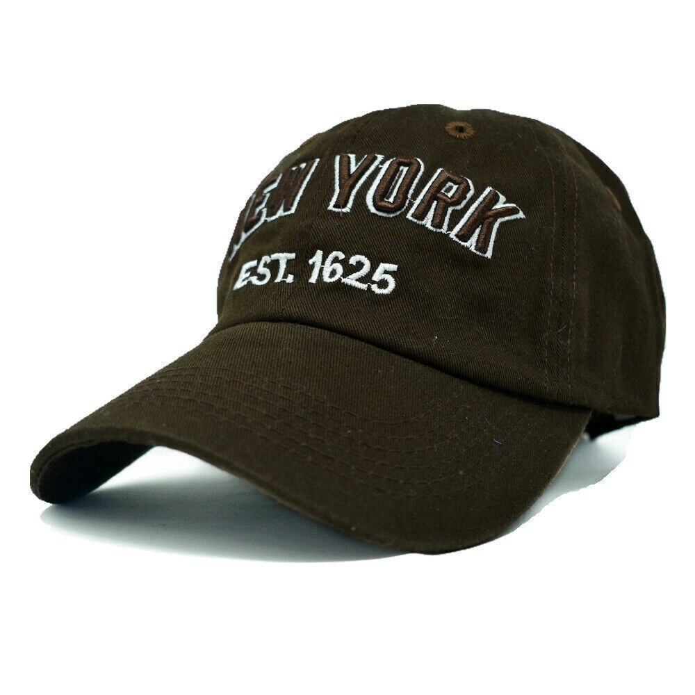 Mens Womens Washed Cotton Vintage NY Est.1625 Baseball Dad Cap Adjustable Hat