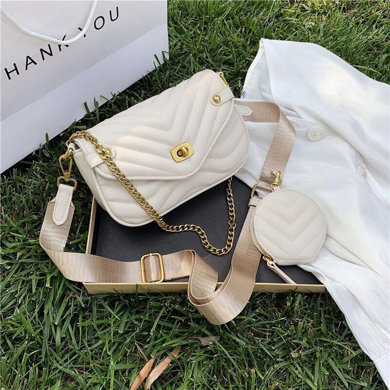 Small Synthetic Leather 2 PCS/SET Shoulder Bag Handbag Crossbody Purse 20*15*7CM