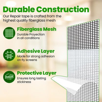 Screen Patch Repair Kit Window Repair Tape Fiberglass Covering Mesh Tool 5*200cm