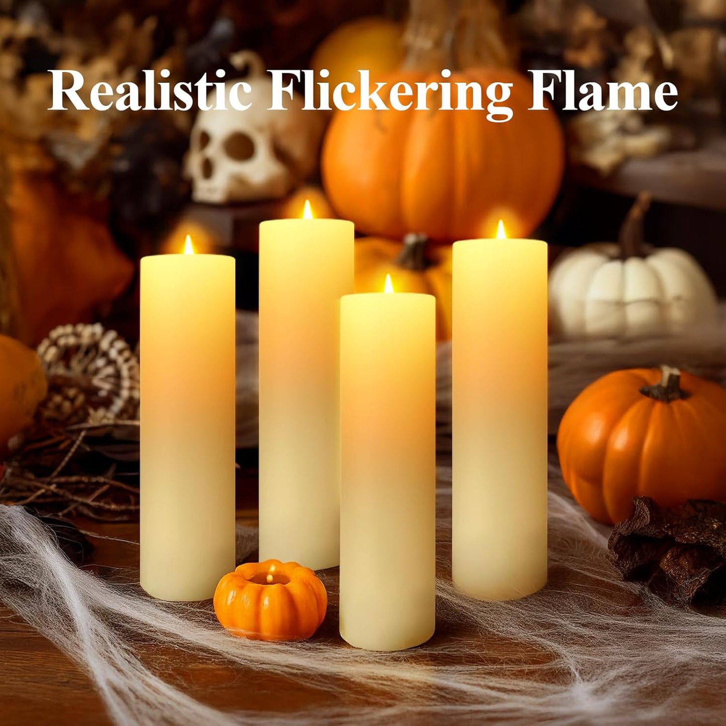 14" X 4" Large Outdoor Candles, Waterproof Flickering LED Flameless Candles with