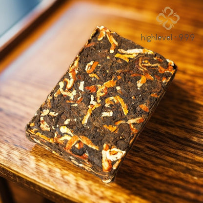 250g Ripe Pu'er Tea Brick Yunnan Dried Chenpi Peel Blended Fermented Tea