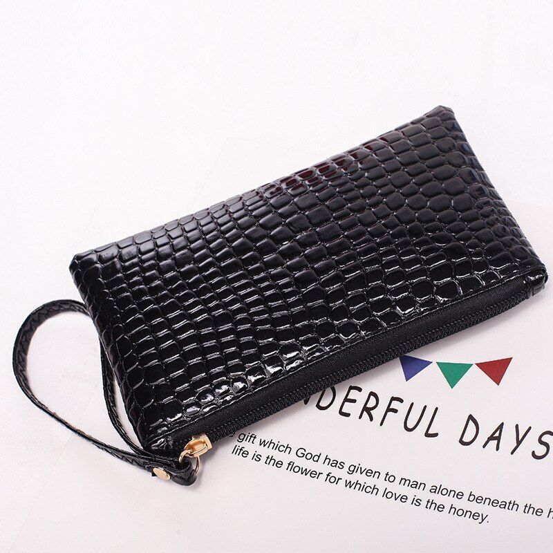Synthetic Leather Wallet Clutch Bag Wrist Strap Handbag Cash Holder 19*11*1.5 Cm