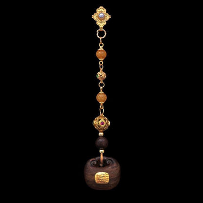 New Chinese Ebony Lapel Pin Cheongsam Skirt Tassel Pendant Brooch Accessory