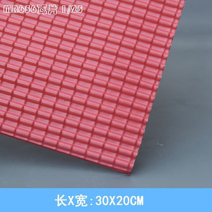 Dollhouse Sandplate Parts 20x30cm PVC Red Tile Fish Scale Wall Model Accessories