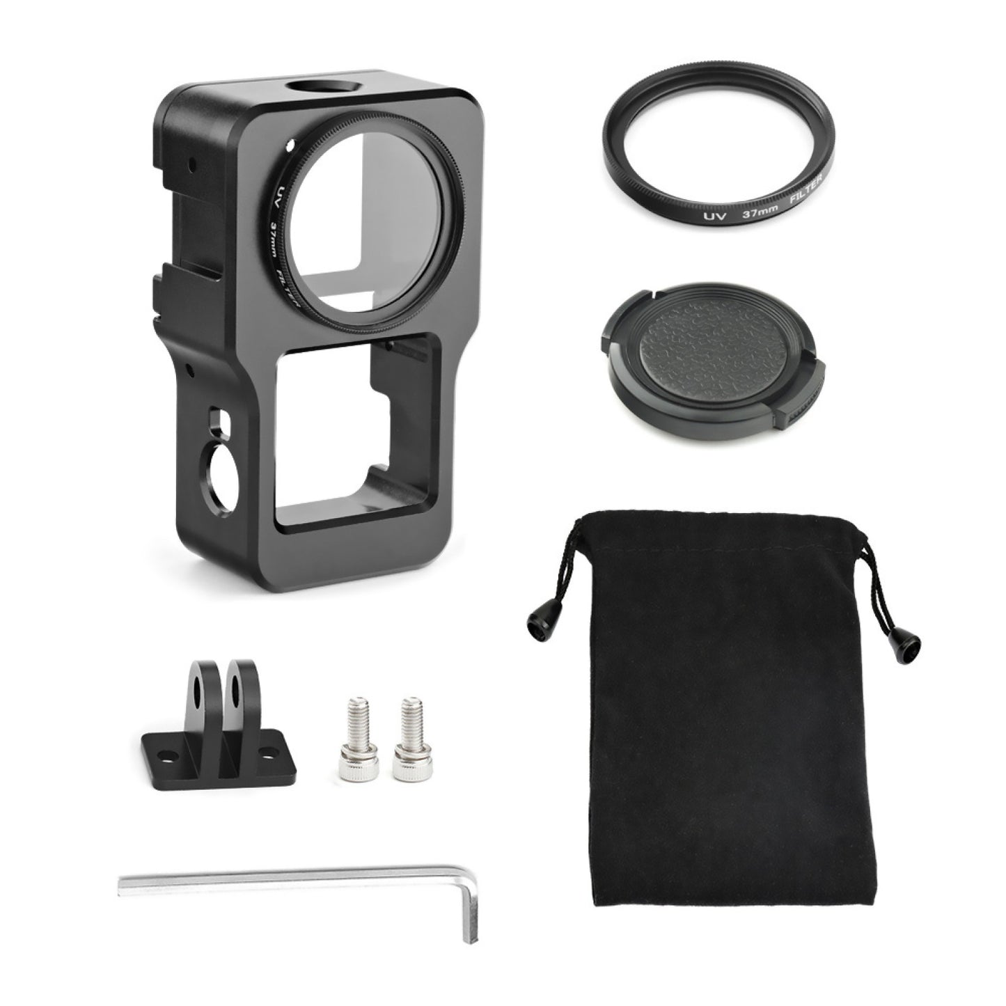 Camera Protective Frame Cover+UV Filter+Lens Cover+Adapter For DJI Action 2 qq