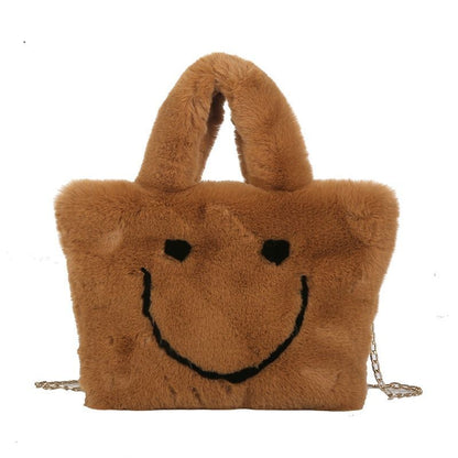 Women Smiley Handbag Buckle Shoulder Bag Soft Party Little Tote Purse Crossbody