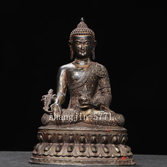 8.6"old Xizang Buddhism Temple Bronze Gilt Sakyamuni Shakya Mani Buddha Statue