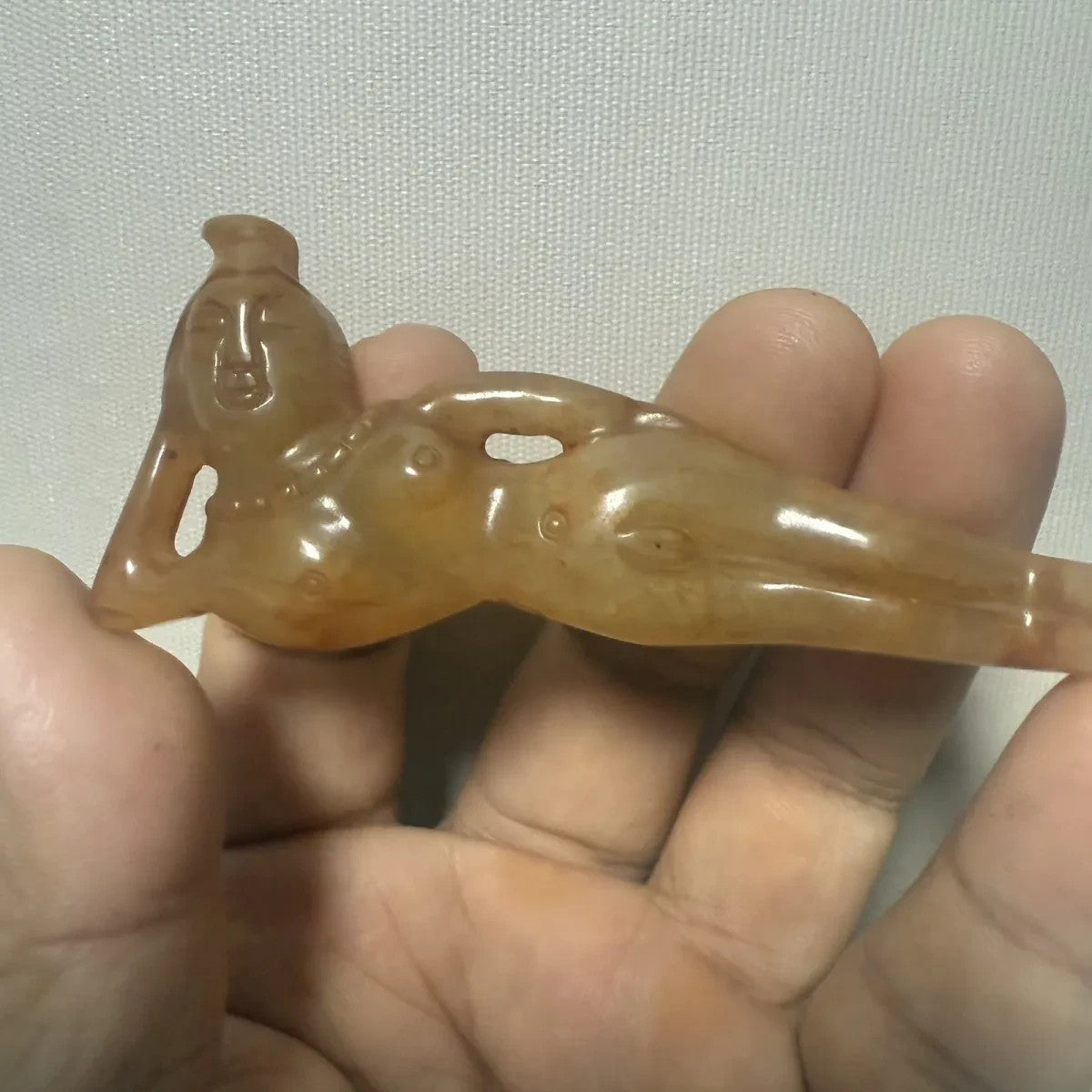 China Antique Old Hsiuyen Jade Collection Nude Maid Pendant Statue Gift Artware