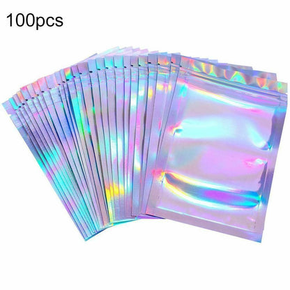 Cosmetic Bag 100pcs 4 Sizes Flat Bath Salt One Side Clear Mini Aluminum Foil Zip