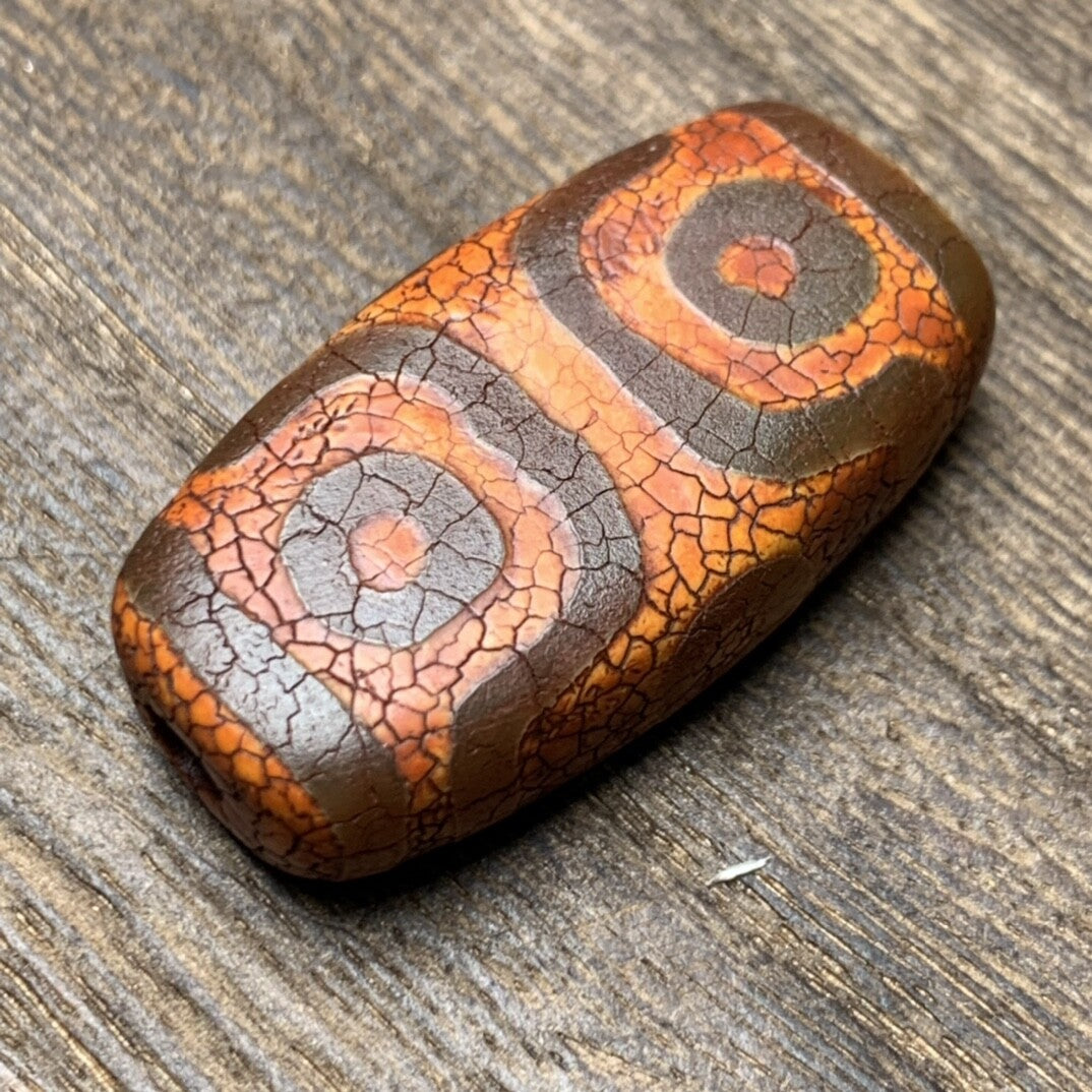 10*19*36MM Collection Tibetan Style Old Agate Four Eyes Dzi Bead Amulet Pendant