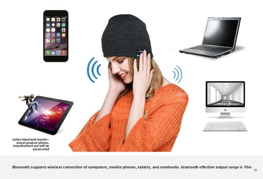 Winter Warm Wireless Bluetooth Beanie Hat Cap Headset Headphone Speaker With Mic