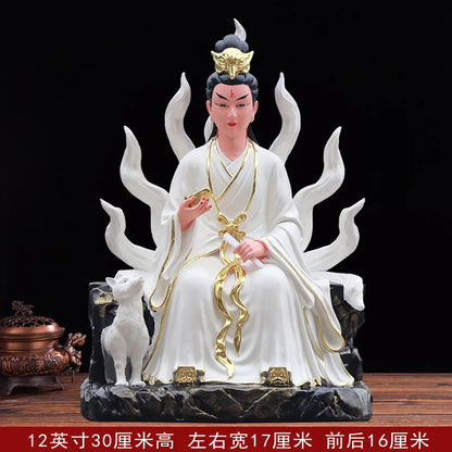 Resin Nine Tailed Fox Fairy Buddha Statues FengShui Accessories Home Decoration