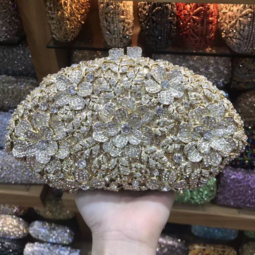Lady New Stones Clutch Bag With Chain Quality Rhinestone Wedding Clutches Purse