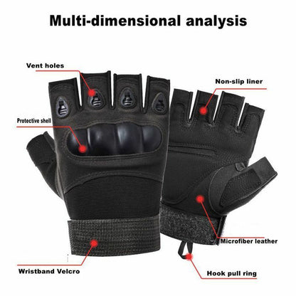 Half-finger Gloves Hiking Anti-slip Riding Fighting Hunting Paintball Outdoor XL