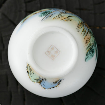 Boutique Hand Painted Tea Cup Fat Mutton Jade Porcelain Master Cup 160ml Tea Cup