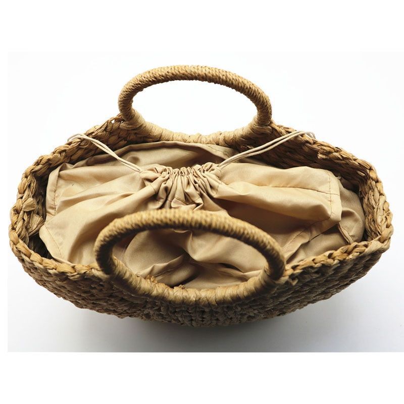 Handmade Bag Beach Weaving Paper Straw Bag Wrapped Beach Bag Moon Shaped Bag 1PC
