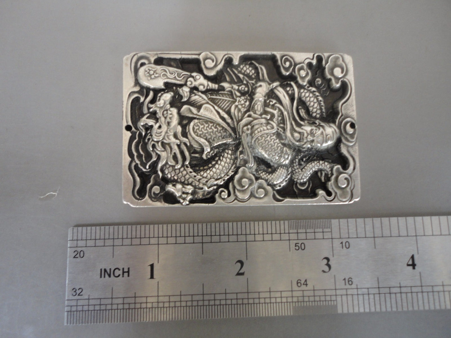 Collected Ancient China Tibet Silver Carving Guan Yu God Wealth Amulet Pendant