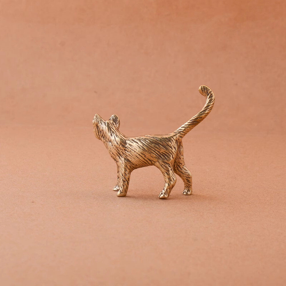 Solid Brass Kitten Cute Copper Cat Retro Copper Cat Tea Pet Animal Ornament
