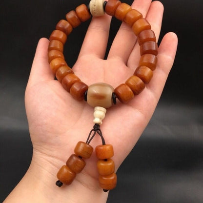 Natural Tibetan Resin Color Bead Bracelet Single Strand Buddhist Prayer Beads