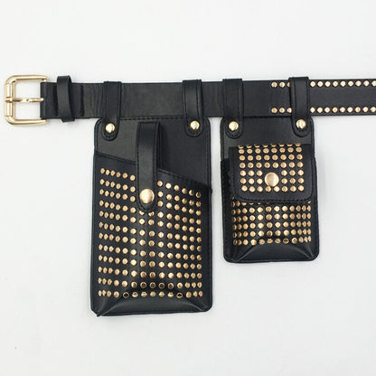 2 Piece Women's Belt Bag Waist Bags Female Leather Flap Crossbody Chest Bag