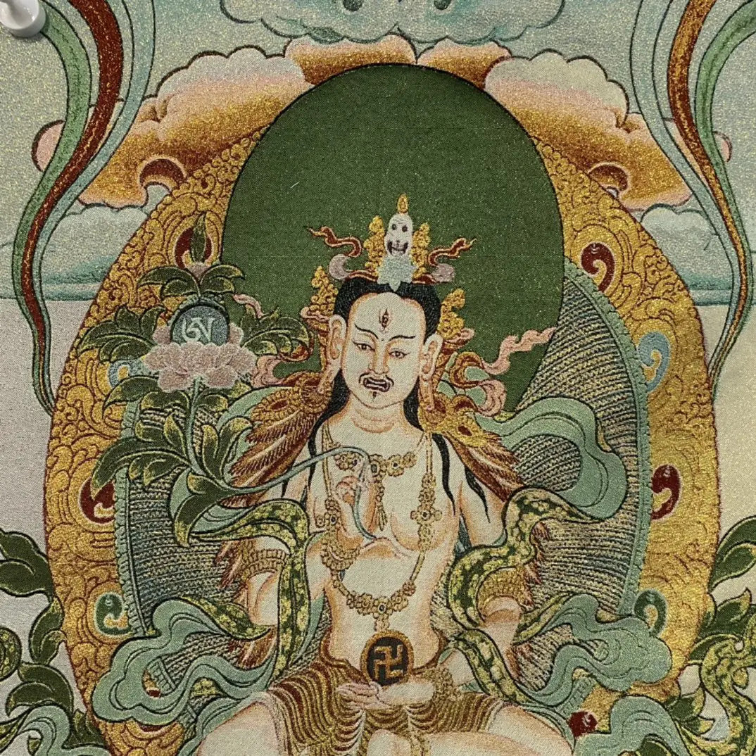 35" Embroidery Tibetan Buddhism Three-eyed Vajra Buddha Thangka Worship buddha