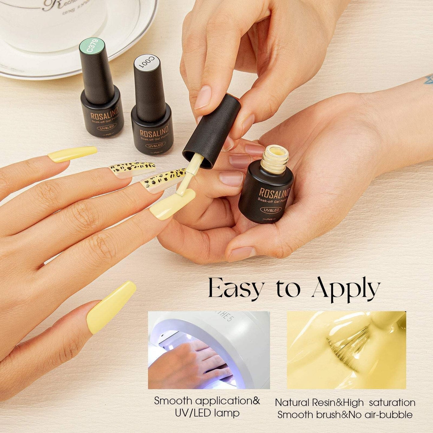 Gel Nail Polish Set with Base & Top Coat - ROSALIND 38PCS