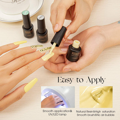 Gel Nail Polish Set with Base & Top Coat - ROSALIND 38PCS