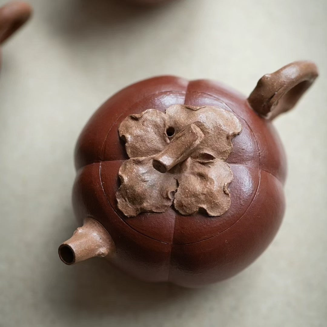Set of 3pcs chinese Yixing Handmade Zisha teapot Duanclay Persimmon Gongfu cup