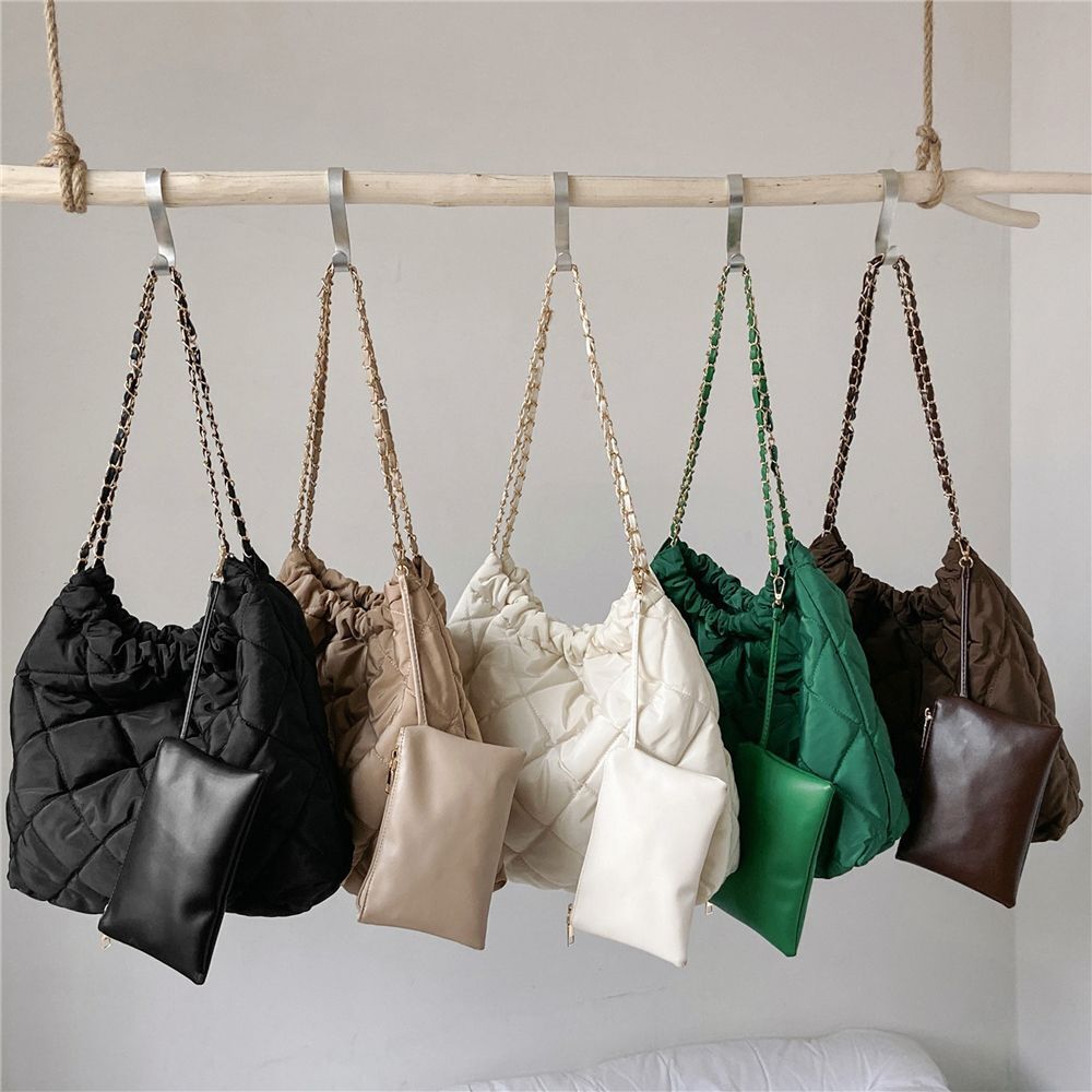 Cotton Padded Large Chain Shoulder Bags Quilted Nylon Shopper Hobo Handbags 1 PC