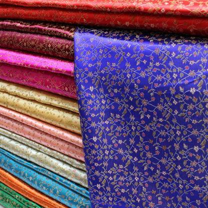 Chinese Jacquard Brocade Floral Satin Fabric for Clothes Bedding Upholstery DIY