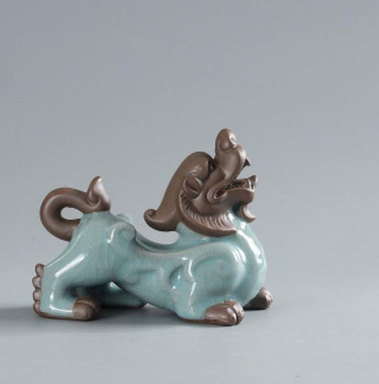 Chinese Yixing Zisha Pottery Fengshui Unicorn Beast Pixiu Wealth Bixie Statue