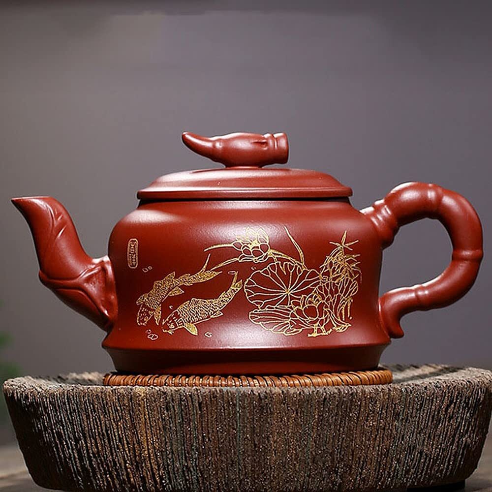 280ml Purple Clay Pot Kung Fu Patterned Teapot Tea Set Dahongpao Kettle Tea Set